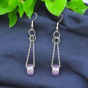 Handcrafted Unique Purple Bead Drop Earrings